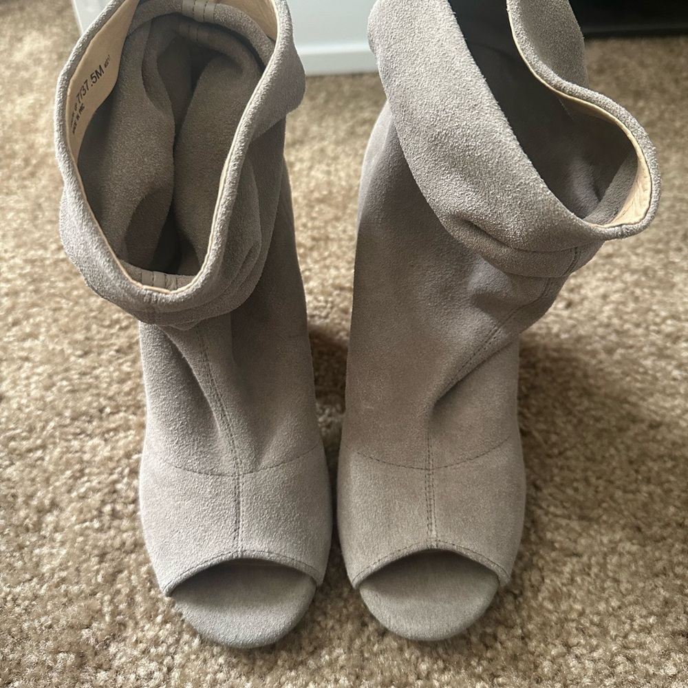 Chinese Laundry Gray Peep-Toe Heeled Boots